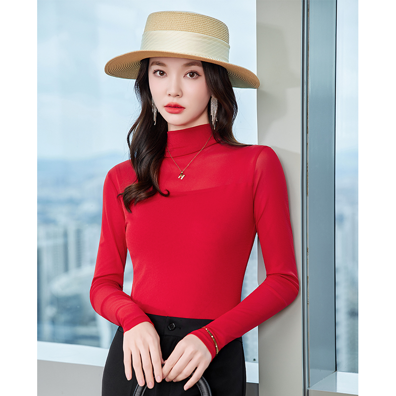 Slimming and slimming inner layer bottom shirt for women in the autumn of 2025, new design with a niche temperament, casual high neck top