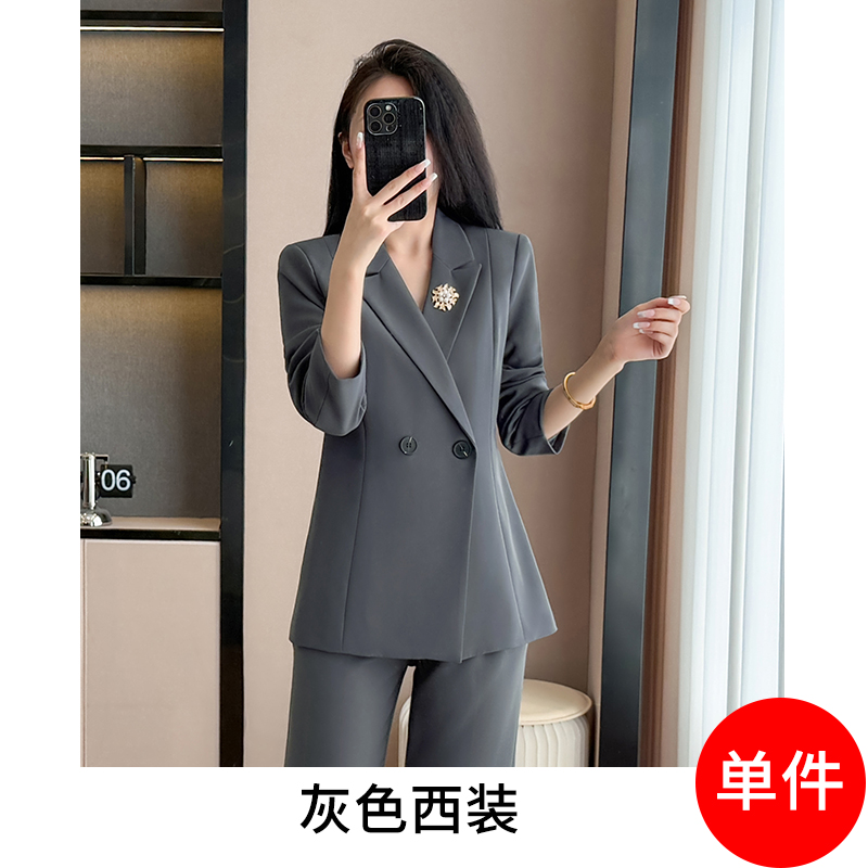 Casual temperament gray suit for women 2025 early autumn new style fashionable and simple goddess style commuting long sleeved suit Casual temperament gray suit for women 2025 early autumn new style fashionable and simple goddess style commuting long sleeved suit