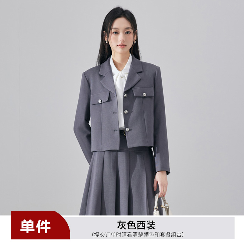 Fashionable and minimalist gray suit jacket for women's autumn design, niche temperament, high-end suit skirt two-piece set Fashionable and minimalist gray suit jacket for women's autumn design, niche temperament, high-end suit skirt two-piece set