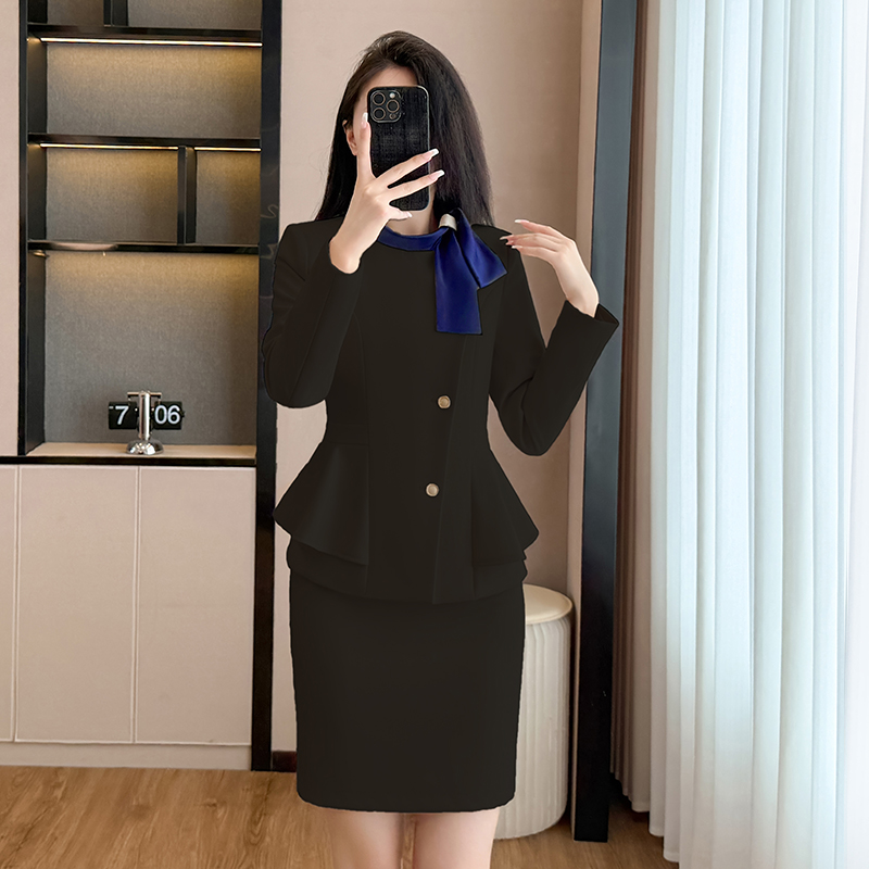 Hotel front desk receptionist professional formal suit set for women 2025 autumn new style slim fit and slimming work clothes Hotel front desk receptionist professional formal suit set for women 2025 autumn new style slim fit and slimming work clothes