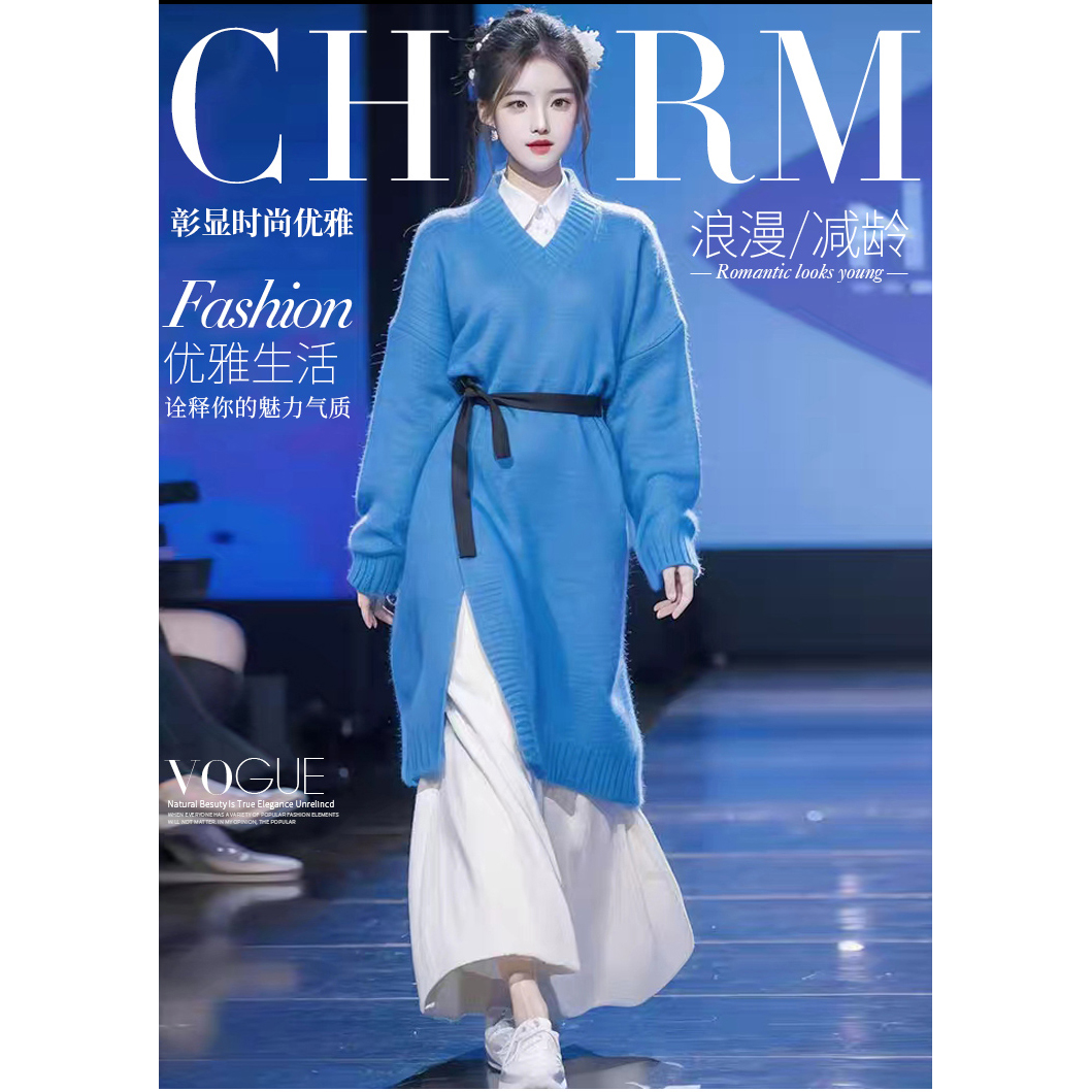 Original Quality New Chinese Style Hanfu Splicing Sweater Set