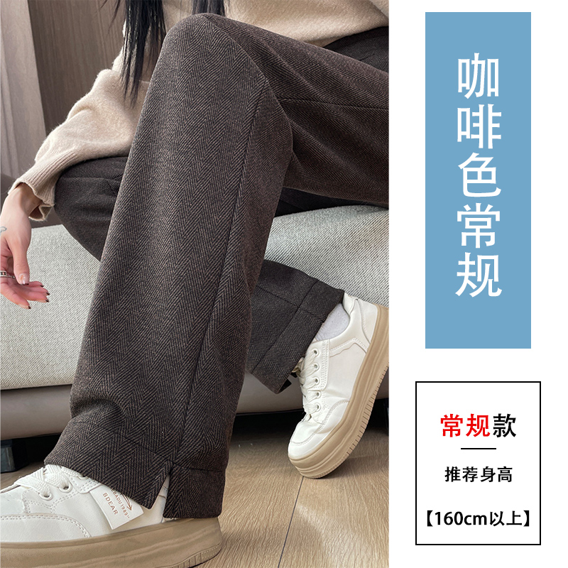 2025 women's autumn and winter with plush and thick elastic pants, simple and capable temperament, casual and versatile, warm and casual pants 2025 women's autumn and winter with plush and thick elastic pants, simple and capable temperament, casual and versatile, warm and casual pants