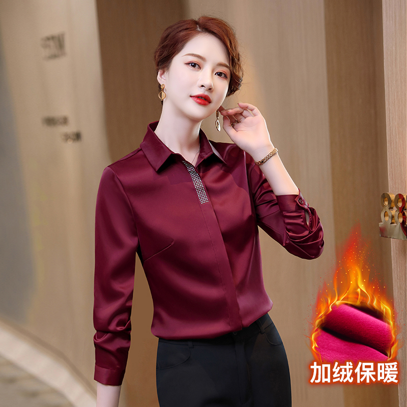 Autumn and Winter New Velvet Thickened Shirt for Women 2025 New Casual Versatile Simple Style Interior Bottom Shirt