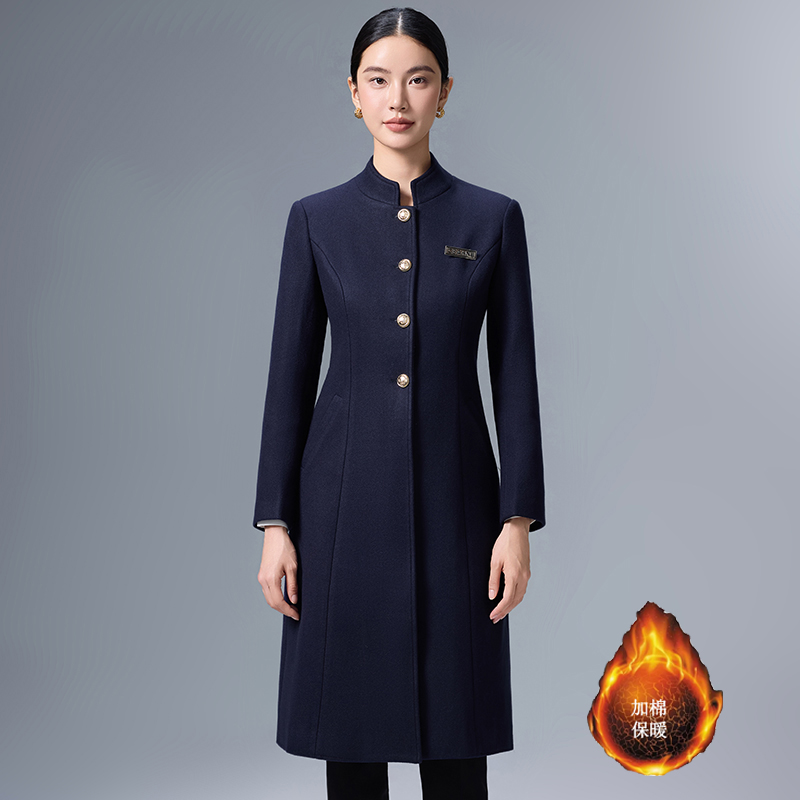 Cotton thickened warm woolen coat for women in winter 2025, simple and capable temperament, goddess style medium long jacket