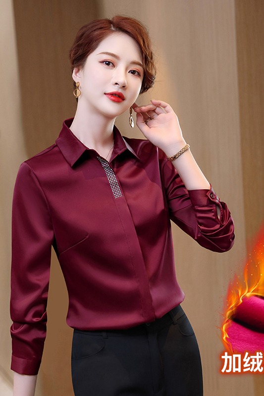 Autumn and Winter New Velvet Thickened Shirt for Women 2025 New Casual Versatile Simple Style Interior Bottom Shirt Autumn and Winter New Velvet Thickened Shirt for Women 2025 New Casual Versatile Simple Style Interior Bottom Shirt