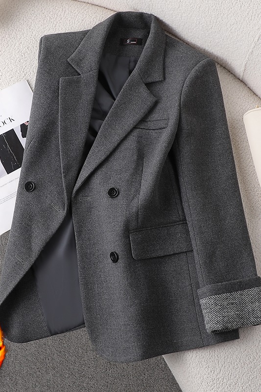 Cotton warm suit jacket for women in winter 2025, new casual versatile OL commuting versatile long sleeved professional suit Cotton warm suit jacket for women in winter 2025, new casual versatile OL commuting versatile long sleeved professional suit
