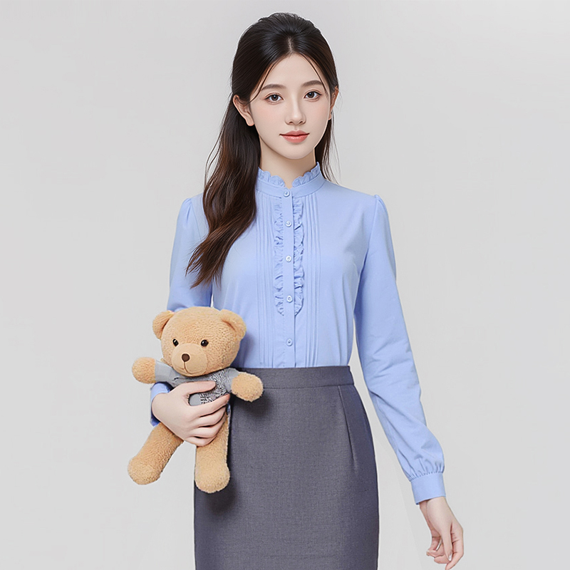 Temperament goddess style commuting versatile blue shirt small shirt women's early autumn new design sense niche casual shirt trend