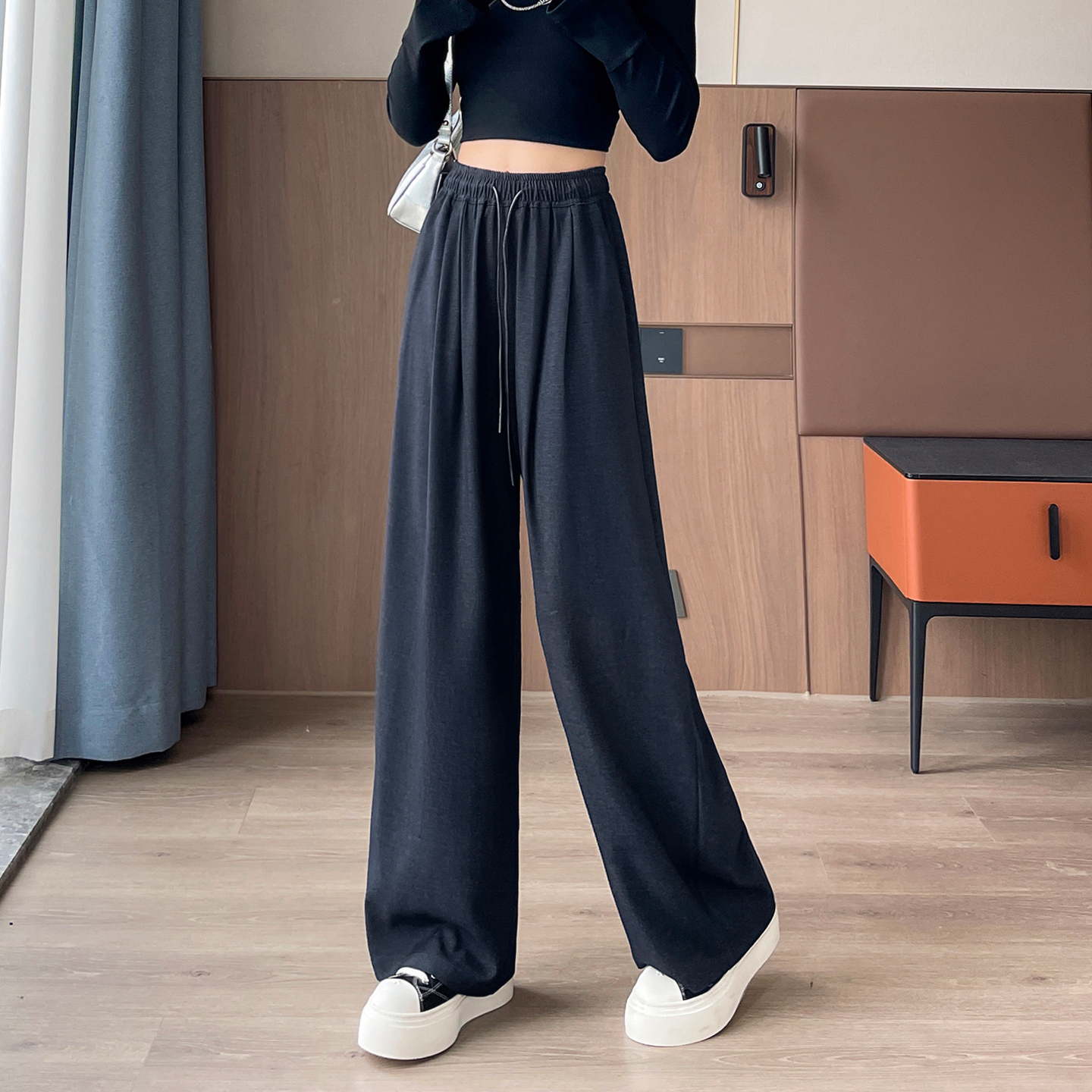 Casual versatile wide leg pants for women in autumn 2025, high waisted and slimming, loose and lazy straight leg pants Casual versatile wide leg pants for women in autumn 2025, high waisted and slimming, loose and lazy straight leg pants
