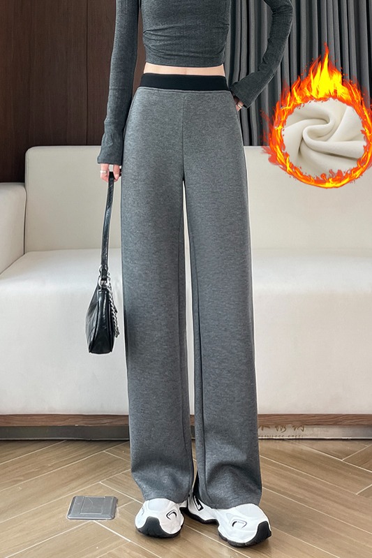 Thick and Warm Wide Leg Pants with Velvet for Women 2025 Autumn and Winter New Style Fashionable, Simple, Elegant, Casual, Versatile and Casual Pants Thick and Warm Wide Leg Pants with Velvet for Women 2025 Autumn and Winter New Style Fashionable, Simple, Elegant, Casual, Versatile and Casual Pants