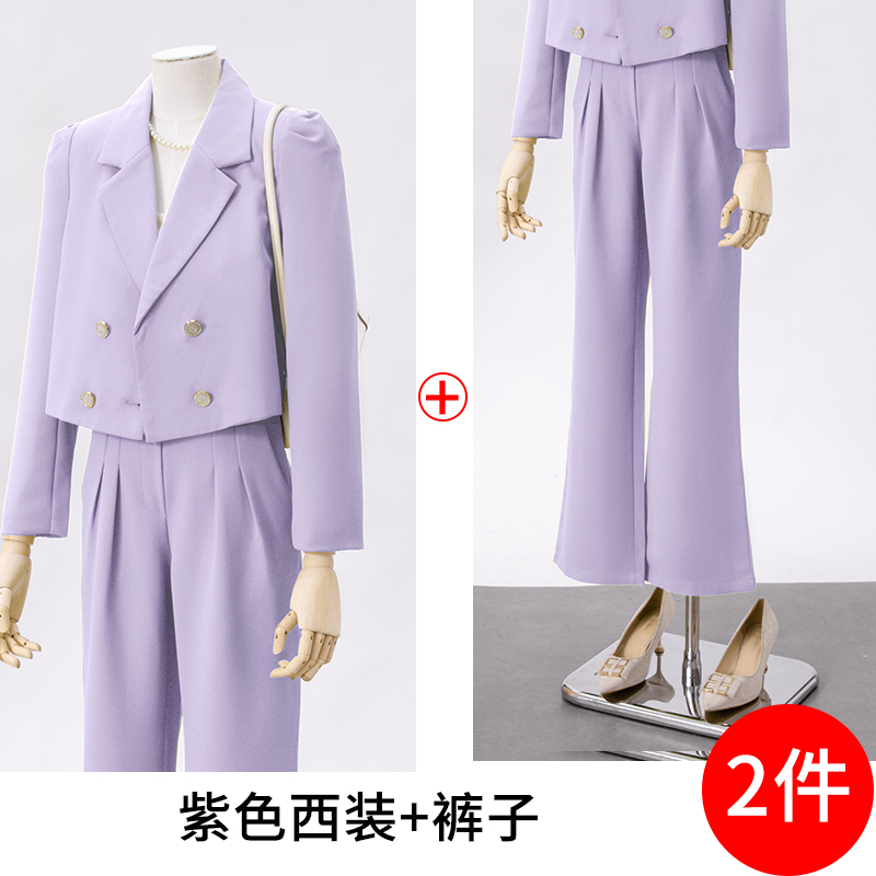 Small double breasted suit set for women in early autumn 2025, fashionable and minimalist design, niche temperament suit Small double breasted suit set for women in early autumn 2025, fashionable and minimalist design, niche temperament suit