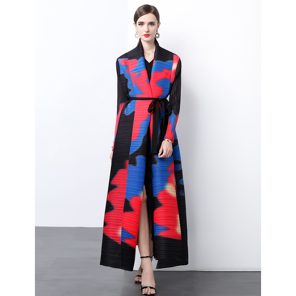 Factory direct sales of Miyake pleated loose plus size printed dress jacket