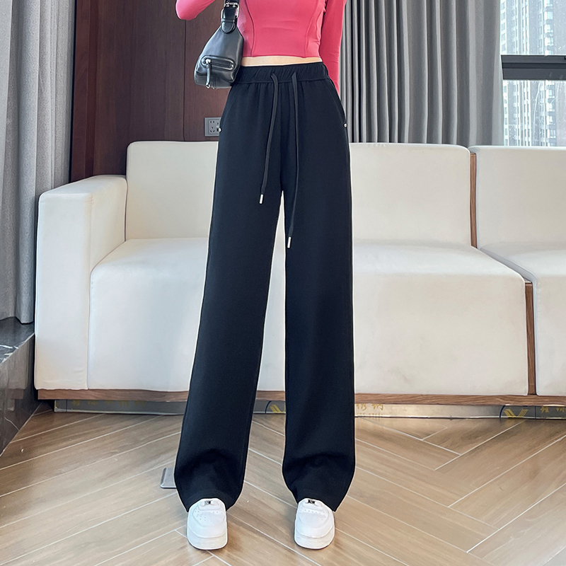 Loose and versatile sports pants for women in autumn 2025, fashionable and simple temperament, casual and versatile, elastic waisted wide leg pants Loose and versatile sports pants for women in autumn 2025, fashionable and simple temperament, casual and versatile, elastic waisted wide leg pants