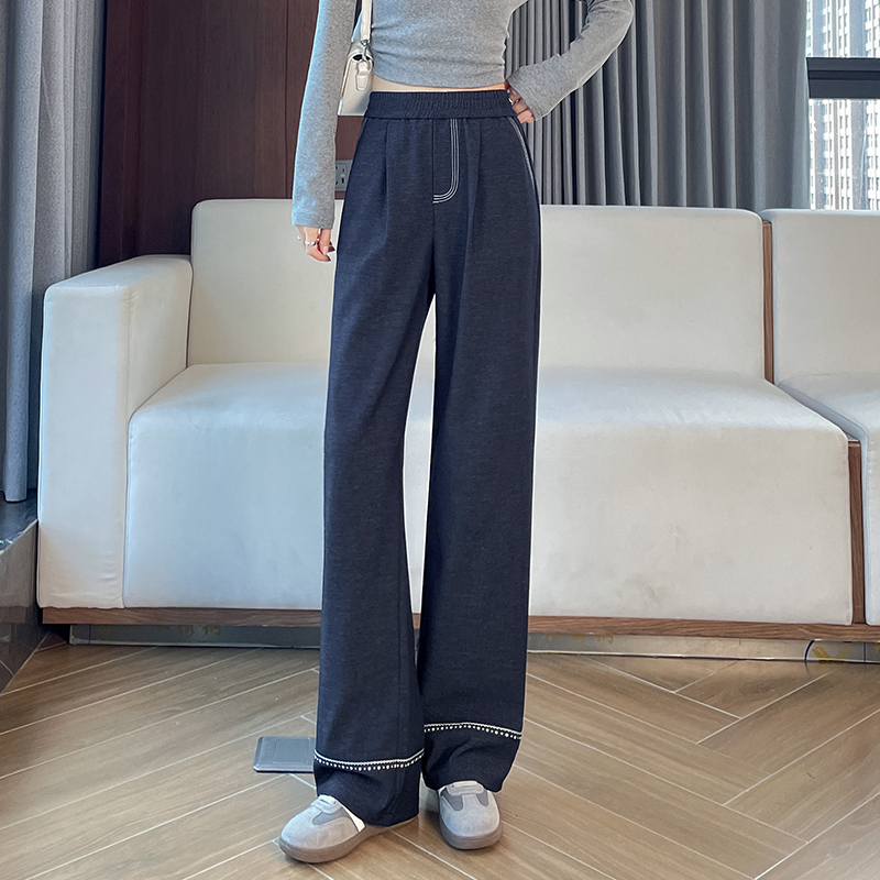 Imitation denim wide leg pants for women, 2025 early autumn new style, fashionable and simple temperament, design sense, niche casual versatile pants Imitation denim wide leg pants for women, 2025 early autumn new style, fashionable and simple temperament, design sense, niche casual versatile pants
