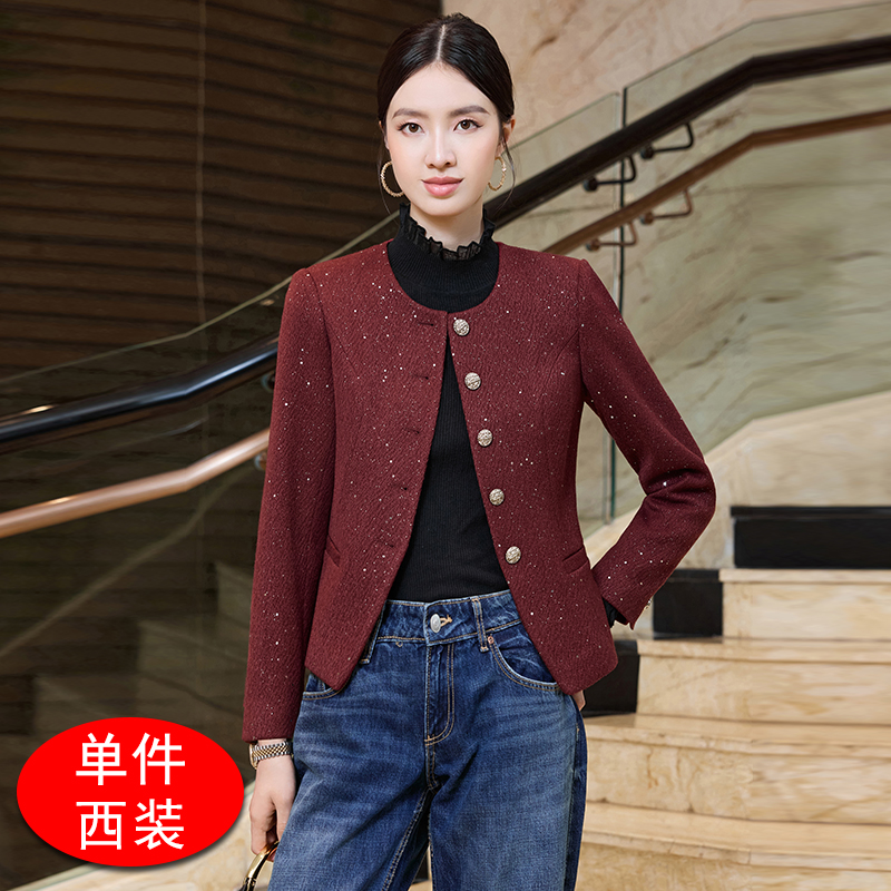 Temperament Small Fragrant Round Neck Jacket for Women in Early Autumn 2025 Fashion Simple Temperament Commuting Versatile Short Top Temperament Small Fragrant Round Neck Jacket for Women in Early Autumn 2025 Fashion Simple Temperament Commuting Versatile Short Top