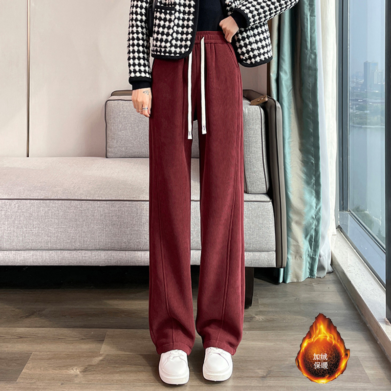 Lamb fleece warm casual pants for women in autumn and winter 2025, new fashionable and simple temperament, casual and versatile commuting pants