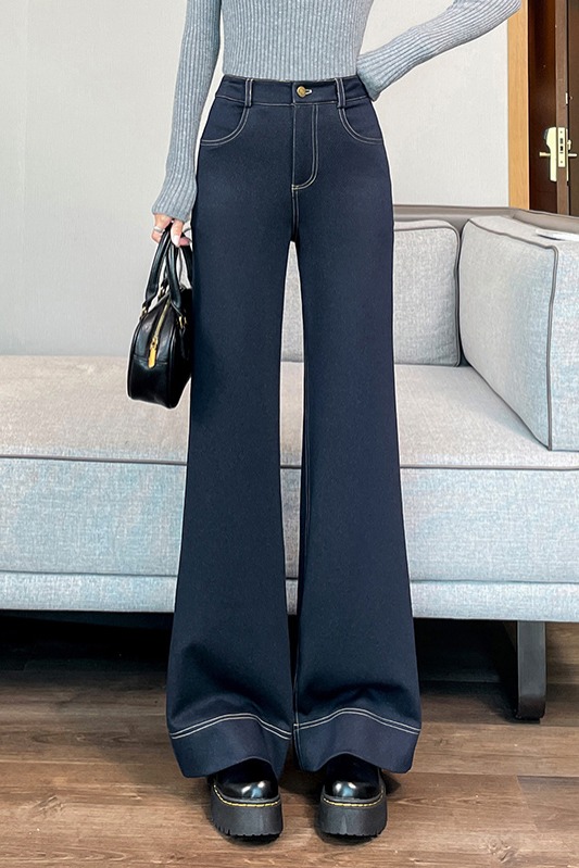 Design sense and temperament bell bottom pants for women's clothing in autumn and winter of 2025, fashionable, simple, casual, versatile, and thick velvet pants Design sense and temperament bell bottom pants for women's clothing in autumn and winter of 2025, fashionable, simple, casual, versatile, and thick velvet pants