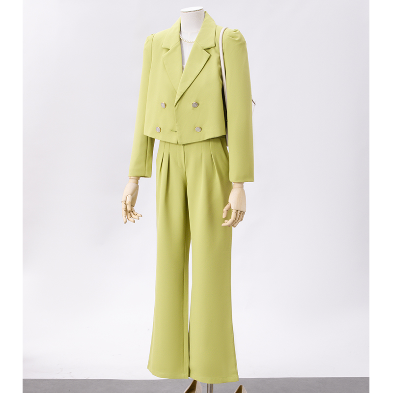 Small double breasted suit set for women in early autumn 2025, fashionable and minimalist design, niche temperament suit Small double breasted suit set for women in early autumn 2025, fashionable and minimalist design, niche temperament suit