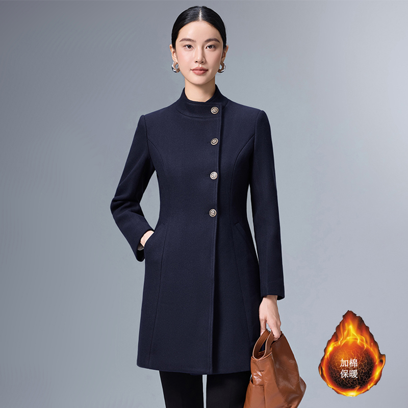 Cotton thickened woolen coat for women's winter clothing, new simple and capable style, slim fit and slimming professional work clothes jacket