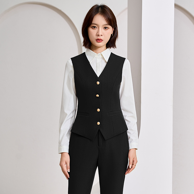 Professional work clothes V-neck vest set for women in autumn 2025, slim fit and slimming commuting formal wear, single breasted vest Professional work clothes V-neck vest set for women in autumn 2025, slim fit and slimming commuting formal wear, single breasted vest