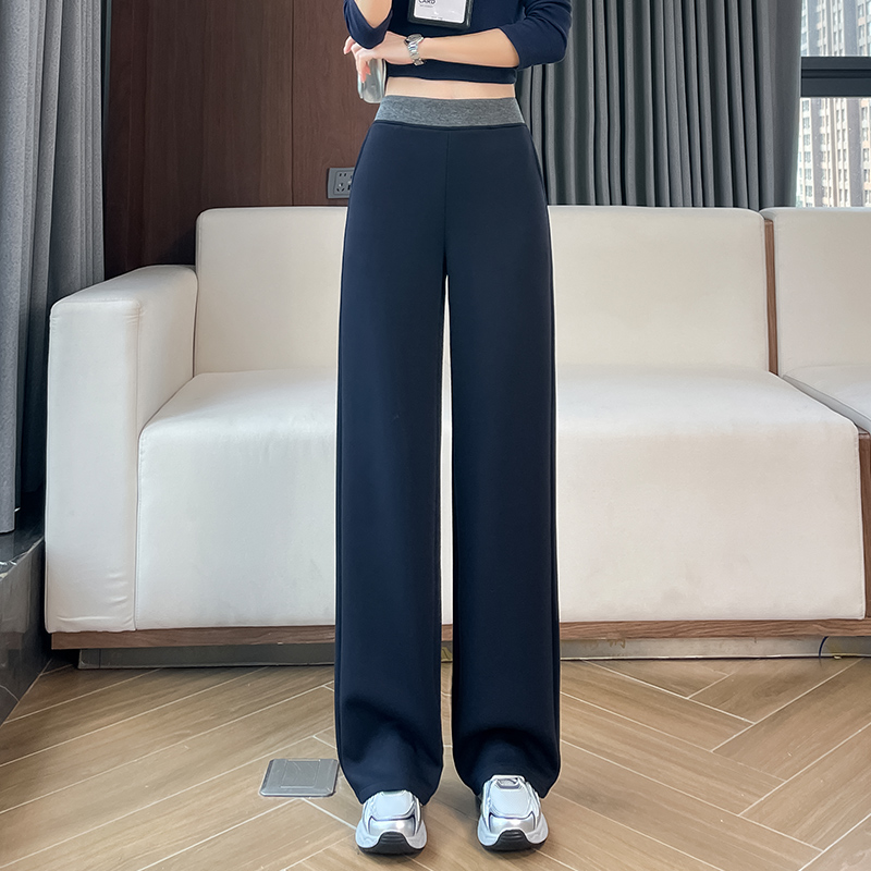 Velvet thickened casual pants for women in autumn and winter 2025, new fashionable and simple temperament, versatile commuting sports wide leg pants Velvet thickened casual pants for women in autumn and winter 2025, new fashionable and simple temperament, versatile commuting sports wide leg pants
