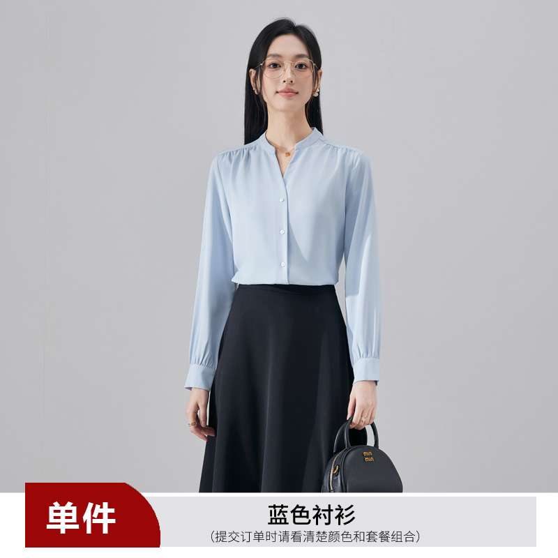 Fashionable and minimalist V-neck shirt, women's 2025 early autumn new design, niche temperament, versatile commuting shirt Fashionable and minimalist V-neck shirt, women's 2025 early autumn new design, niche temperament, versatile commuting shirt