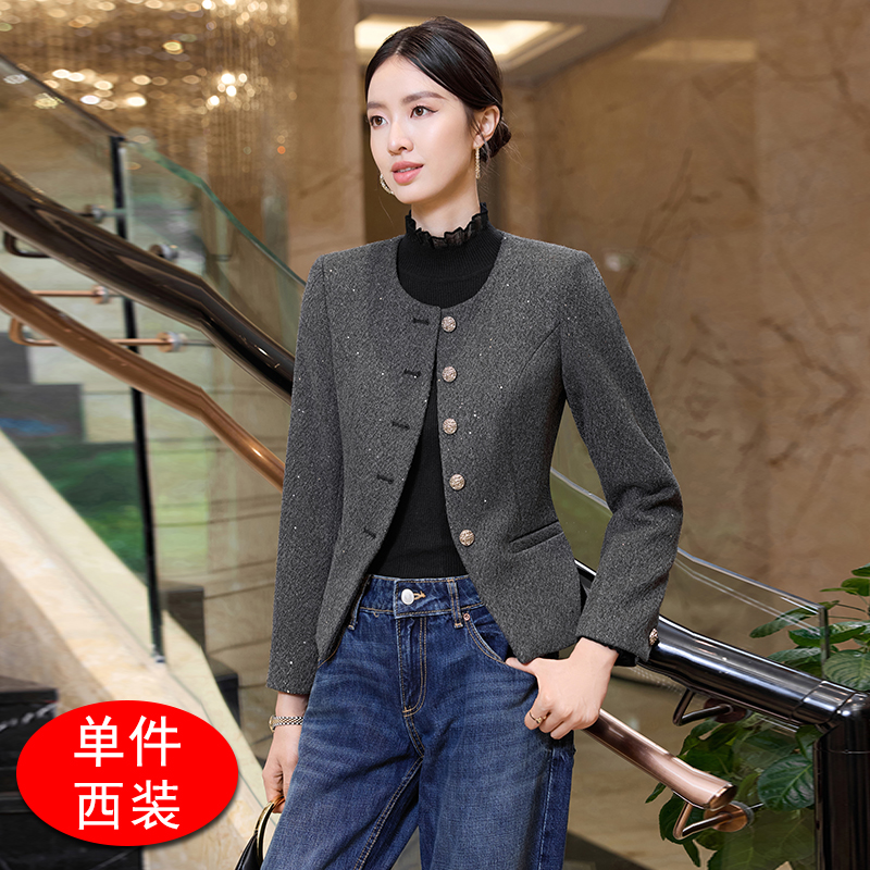 Temperament Small Fragrant Round Neck Jacket for Women in Early Autumn 2025 Fashion Simple Temperament Commuting Versatile Short Top Temperament Small Fragrant Round Neck Jacket for Women in Early Autumn 2025 Fashion Simple Temperament Commuting Versatile Short Top