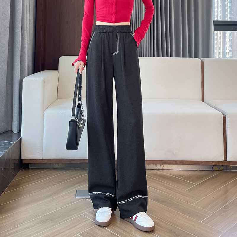 Imitation denim wide leg pants for women, 2025 early autumn new style, fashionable and simple temperament, design sense, niche casual versatile pants Imitation denim wide leg pants for women, 2025 early autumn new style, fashionable and simple temperament, design sense, niche casual versatile pants