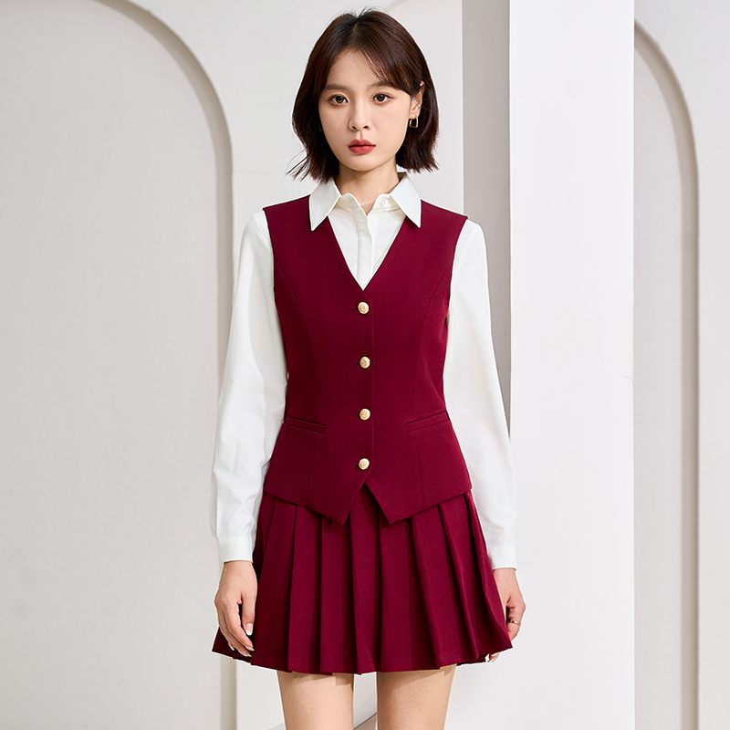 2025 high-end single breasted vest set for women's autumn slimming and slimming commuting formal wear, with a V-neck vest as the base layer