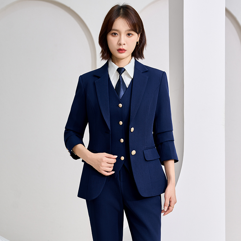 Office professional formal work clothes, suits, vests, pants, three piece set, autumn slim fit, slimming temperament work clothes
