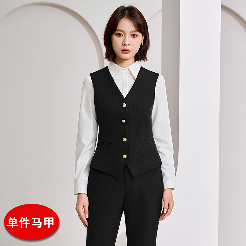 Professional work clothes V-neck vest set for women in autumn 2025, slim fit and slimming commuting formal wear, single breasted vest Professional work clothes V-neck vest set for women in autumn 2025, slim fit and slimming commuting formal wear, single breasted vest