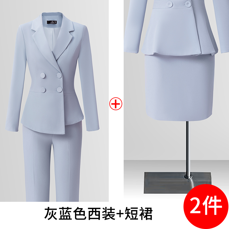 High end professional women's clothing temperament double breasted suit jacket for women's autumn slimming and commuting formal suit set High end professional women's clothing temperament double breasted suit jacket for women's autumn slimming and commuting formal suit set