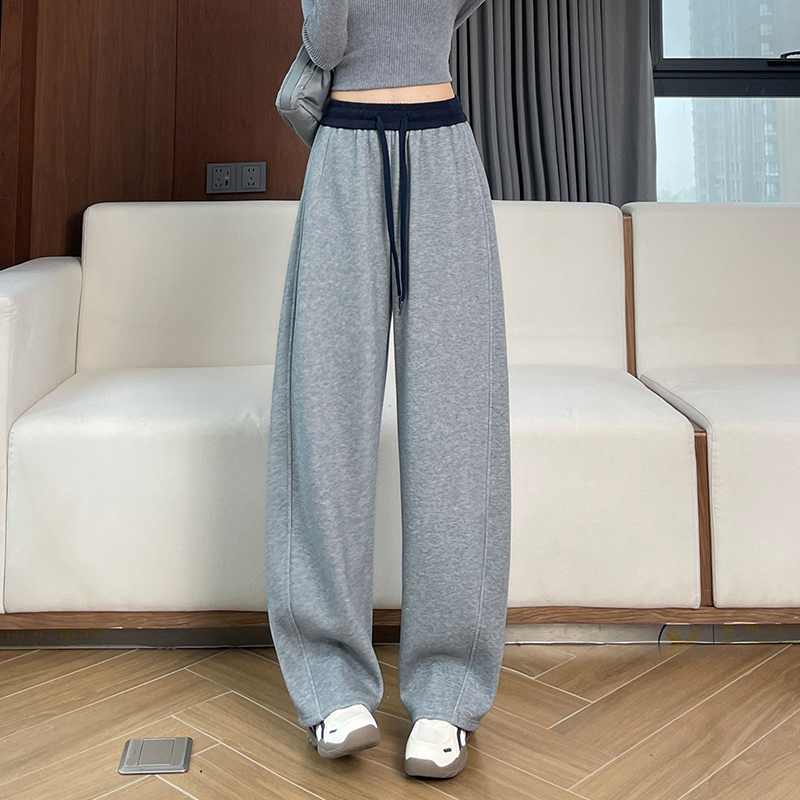 Casual versatile wide leg pants for women in autumn and winter 2025, fashionable and simple temperament, commuting with thick velvet and elastic waistband pants Casual versatile wide leg pants for women in autumn and winter 2025, fashionable and simple temperament, commuting with thick velvet and elastic waistband pants