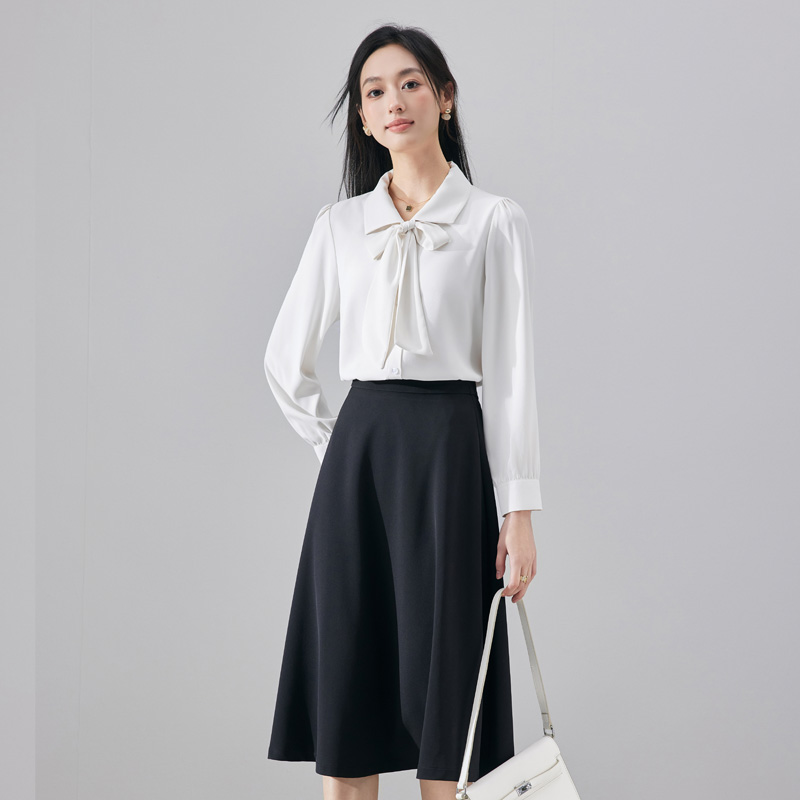 Design sense, niche temperament, ribbon shirt, dress, women's autumn new style, fashionable, simple, western-style, age reducing versatile shirt Design sense, niche temperament, ribbon shirt, dress, women's autumn new style, fashionable, simple, western-style, age reducing versatile shirt
