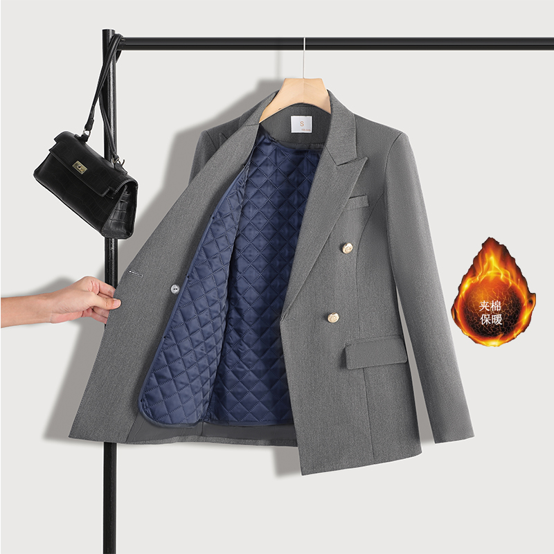 Detachable cotton jacket for women's autumn and winter, simple and capable temperament, commuting professional formal suit two-piece set Detachable cotton jacket for women's autumn and winter, simple and capable temperament, commuting professional formal suit two-piece set