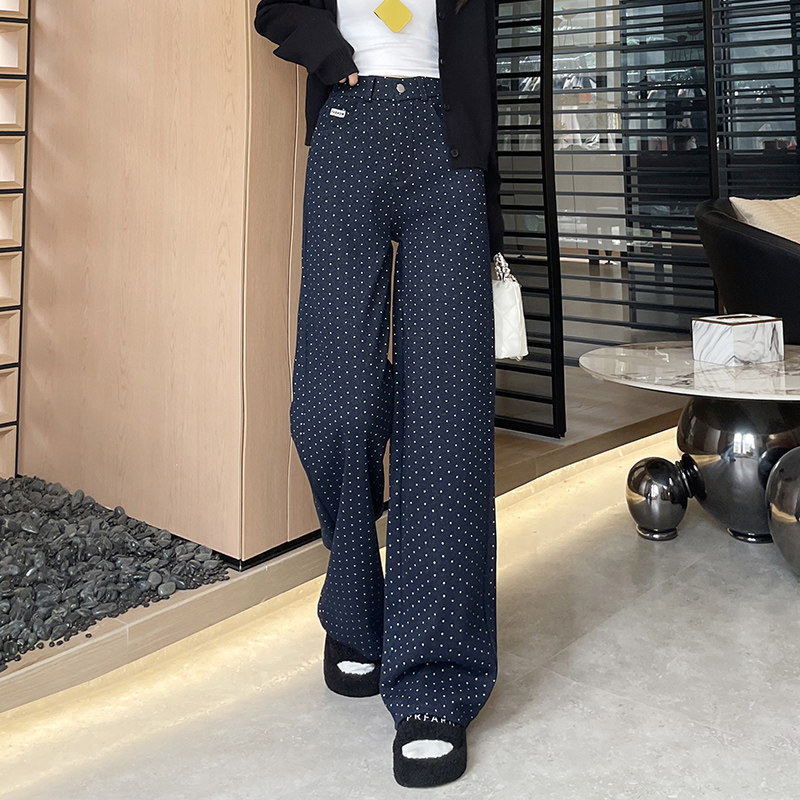 Fashionable Western Wave Point Wide Leg Pants for Women 2025 Early Autumn New High Waist Style Casual Versatile Loose Casual Pants Fashionable Western Wave Point Wide Leg Pants for Women 2025 Early Autumn New High Waist Style Casual Versatile Loose Casual Pants