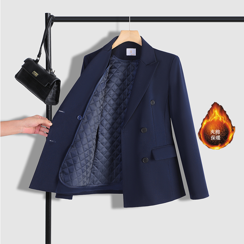 Detachable cotton padded warm suit set for women's 2025 autumn and winter, simple and capable commuting professional work clothes