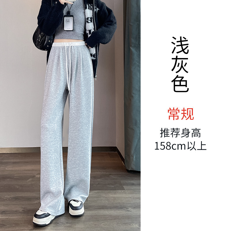 2025 Velvet Thickened Warm Sports Pants for Women's Autumn and Winter Fashion, Simple and Versatile, Elastic Waist, Wide Leg Pants 2025 Velvet Thickened Warm Sports Pants for Women's Autumn and Winter Fashion, Simple and Versatile, Elastic Waist, Wide Leg Pants