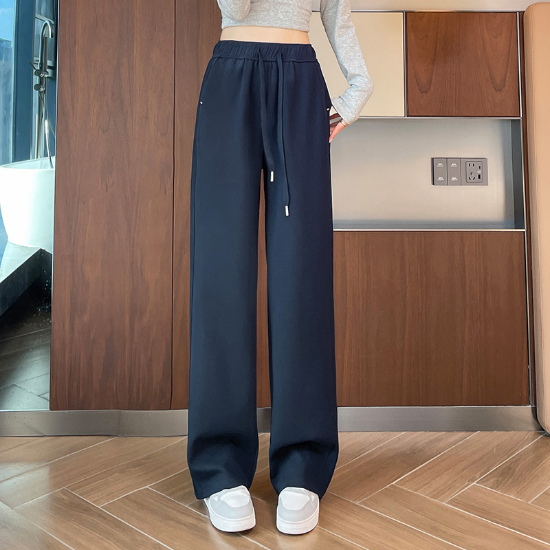 Loose and versatile sports pants for women in autumn 2025, fashionable and simple temperament, casual and versatile, elastic waisted wide leg pants