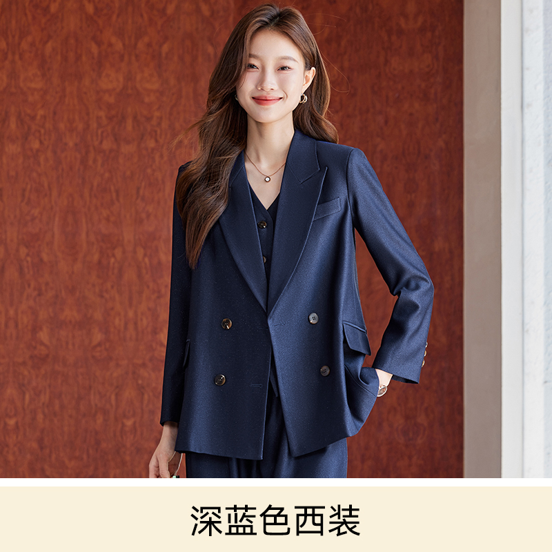 Goddess style temperament, apricot colored suit jacket, women's autumn and winter commuting professional work suit, vest pants three piece set Goddess style temperament, apricot colored suit jacket, women's autumn and winter commuting professional work suit, vest pants three piece set