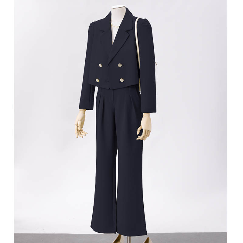 Small double breasted suit set for women in early autumn 2025, fashionable and minimalist design, niche temperament suit Small double breasted suit set for women in early autumn 2025, fashionable and minimalist design, niche temperament suit