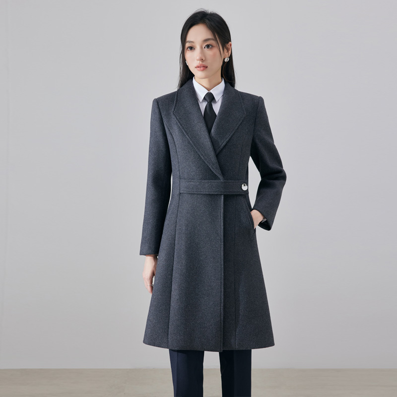 Waist slimming woolen coat for women in autumn and winter 2025, new simple and capable temperament, goddess style medium long coat Waist slimming woolen coat for women in autumn and winter 2025, new simple and capable temperament, goddess style medium long coat