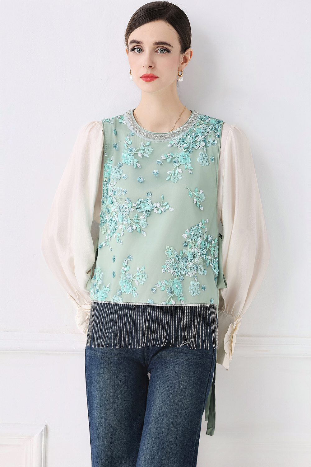 New Chinese style heavy industry embroidery versatile vest 908 New Chinese style heavy industry embroidery versatile vest 908