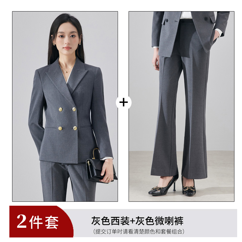 High end professional women's double breasted suit set for autumn and winter 2025, simple and capable temperament, goddess style commuting suit High end professional women's double breasted suit set for autumn and winter 2025, simple and capable temperament, goddess style commuting suit
