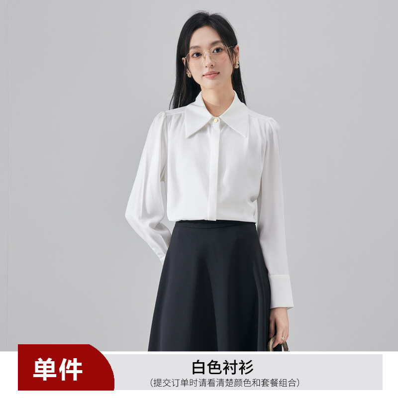 Casual and versatile black shirt for women in early autumn 2025, fashionable and simple temperament, goddess style commuting long sleeved shirt Casual and versatile black shirt for women in early autumn 2025, fashionable and simple temperament, goddess style commuting long sleeved shirt