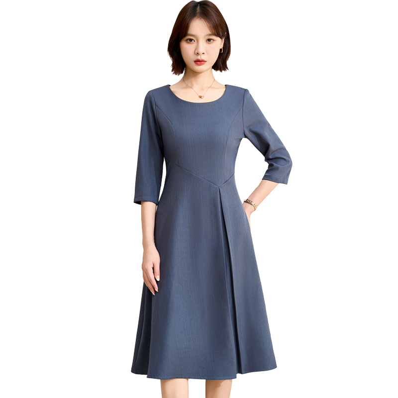 Temperament round neck A-line dress for women 2025 autumn harvest, waist slimming, temperament goddess style commuting versatile mid sleeved dress Temperament round neck A-line dress for women 2025 autumn harvest, waist slimming, temperament goddess style commuting versatile mid sleeved dress