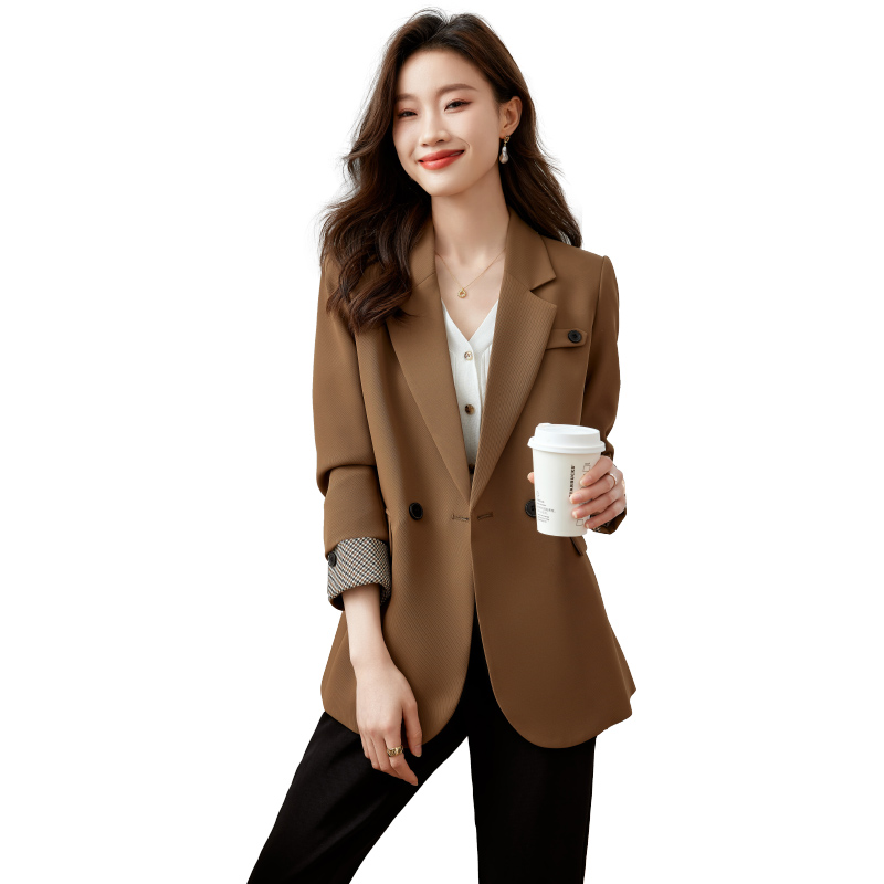 Western style beige suit jacket for women's autumn and winter new high-end professional dress formal Korean version OL suit top Western style beige suit jacket for women's autumn and winter new high-end professional dress formal Korean version OL suit top