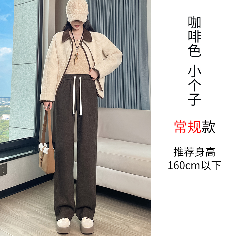Velvet thickened warm casual elastic pants for women in autumn and winter 2025, fashionable and simple temperament, versatile wide leg pants for commuting Velvet thickened warm casual elastic pants for women in autumn and winter 2025, fashionable and simple temperament, versatile wide leg pants for commuting