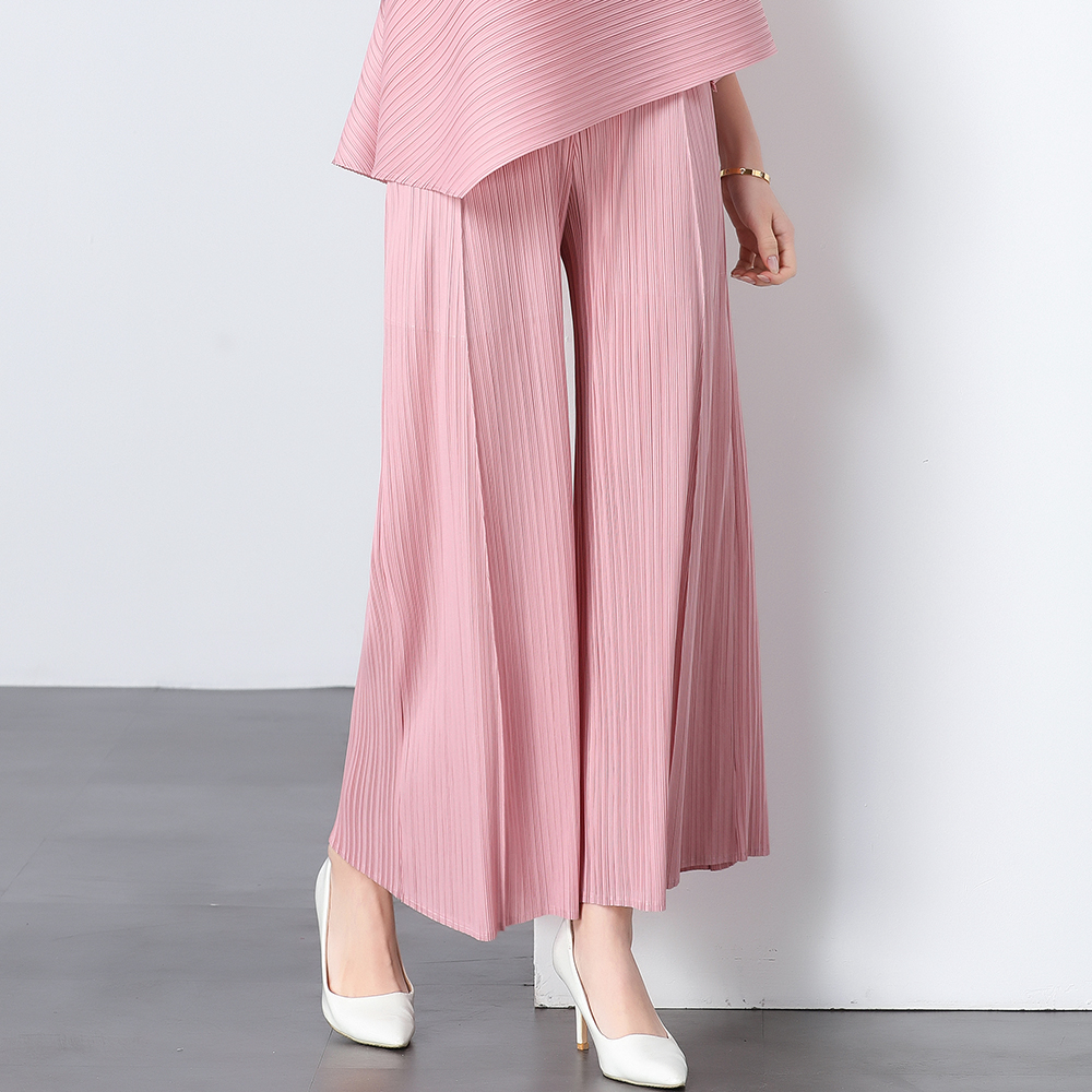 Miyake original quality loose pleated wide leg pants pleated pants versatile and simple casual women's pants slimming flared pants Miyake original quality loose pleated wide leg pants pleated pants versatile and simple casual women's pants slimming flared pants