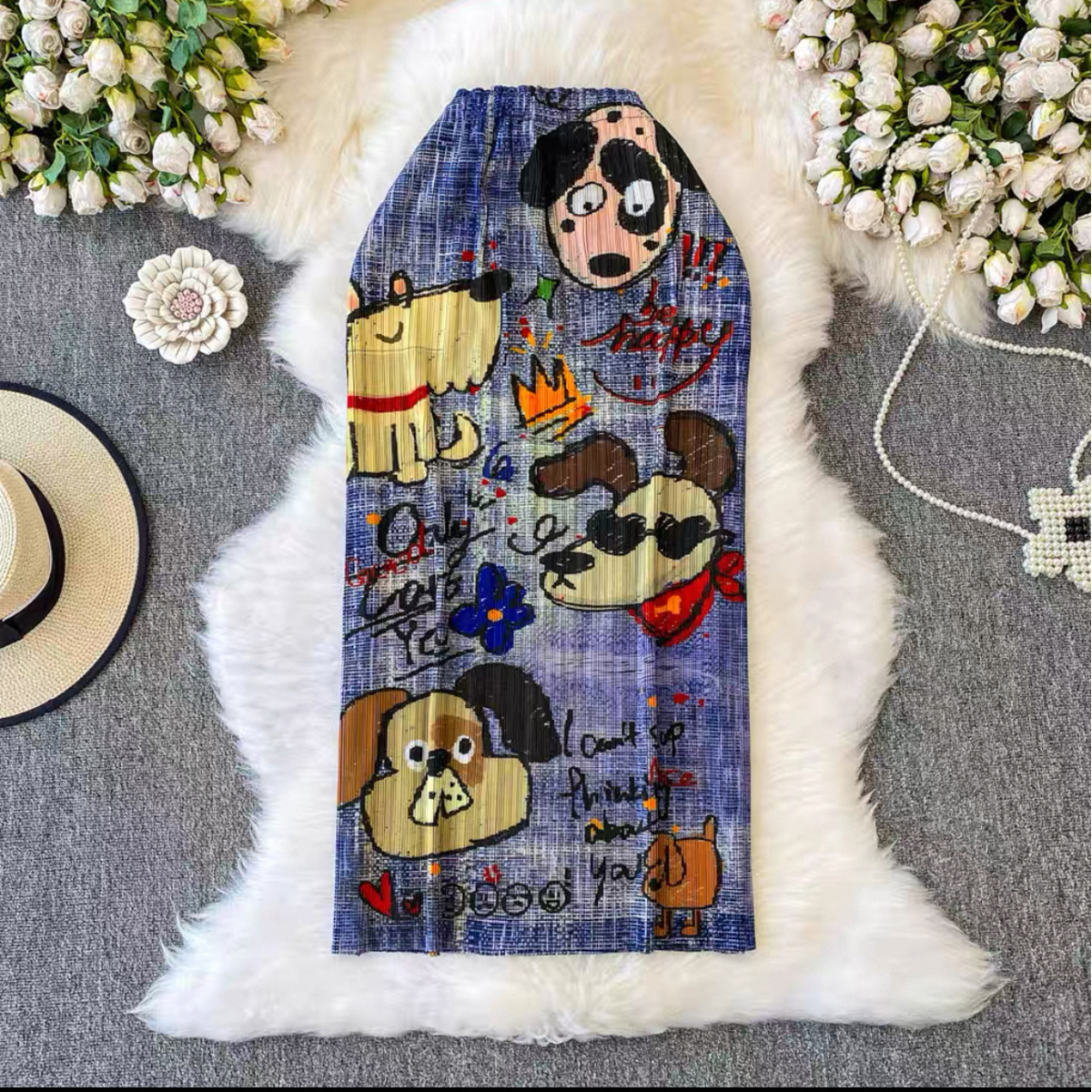 Miyake 2025 pleated printed midi skirt cross-border summer niche slimming bag hip skirt long skirt oil painting female design sense Miyake 2025 pleated printed midi skirt cross-border summer niche slimming bag hip skirt long skirt oil painting female design sense