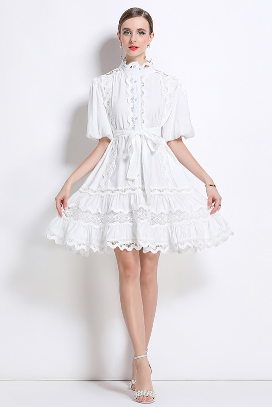 Real shot - Retro niche heavy-duty patchwork lace lace lace bubble sleeve plus size dress Real shot - Retro niche heavy-duty patchwork lace lace lace bubble sleeve plus size dress